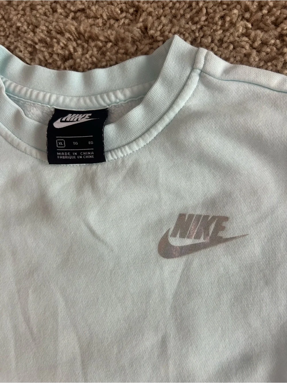 Nike Light Aqua Crewneck Sweatshirt, Girls Youth XL